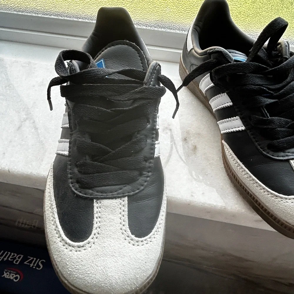 adidas Black & White Samba Sneakers with Gum Sole - Picture 7 of 13